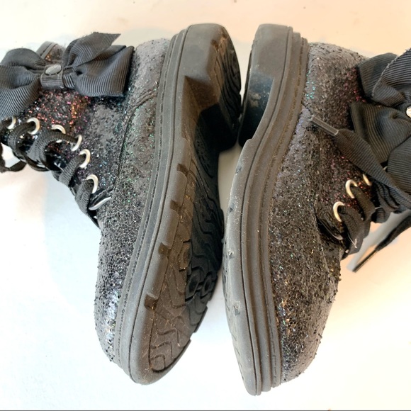JOJO SIWA Black Glitter/Sparkle Bow High-Top Sneakers—SZ. 6 - Picture 10 of 16